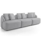 Sofá 3 Lugares Para Sala de Estar Living 228cm Arlo F04 Veludo Cinza Lyam Decor Sofá 3 Lugares Para Sala de Estar Living 228cm Arlo F04 Veludo Cinza Lyam Decor