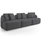 Sofá 3 Lugares Para Sala de Estar Living 228cm Arlo F04 Veludo Grafite Lyam Decor Sofá 3 Lugares Para Sala de Estar Living 228cm Arlo F04 Veludo Grafite Lyam Decor