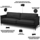 Sofá 3 Lugares Para Sala de Estar Living Industrial 210cm Amábile L06 Couro Preto - Lyam Decor