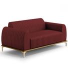 Sofá 3 Lugares Para Sala de Estar Molino 180 cm D02 Pés D'Ouro Veludo Marsala D-278 - Lyam Decor