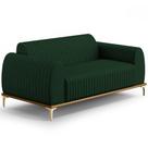 Sofá 3 Lugares Para Sala de Estar Molino 180 cm D02 Pés D'Ouro Veludo Verde Musgo C-303 - Lyam Decor