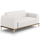 Sofá 3 Lugares Para Sala De Estar Molino 210 Cm D02 Pés D'ouro Corano Branco C-12 - Lyam Decor