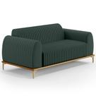 Sofá 3 Lugares Para Sala De Estar Molino 210 Cm D02 Pés D'ouro Linho Verde Musgo C-123 - Lyam Decor