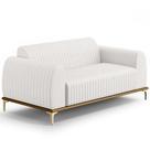 Sofá 3 Lugares Para Sala De Estar Molino 210 Cm D02 Pés D'ouro Material Sintético Branco C-12 - Lyam Decor