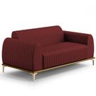 Sofá 3 Lugares Para Sala De Estar Molino 210 Cm D02 Pés D'ouro Veludo Marsala D-278 - Lyam Decor