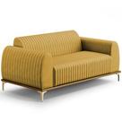 Sofá 3 Lugares Para Sala De Estar Molino 210 Cm D02 Pés D'ouro Veludo Mostarda C-260 - Lyam Decor