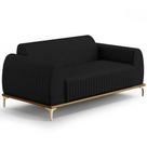 Sofá 3 Lugares Para Sala De Estar Molino 210 Cm D02 Pés D'ouro Veludo Preto D-300 - Lyam Decor
