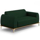 Sofá 3 Lugares Para Sala De Estar Molino 210 Cm D02 Pés D'ouro Veludo Verde Musgo C-303 - Lyam Decor