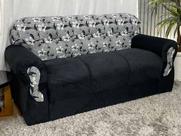 Sofá 3 Lugares Preto com Floral 601/37 Viena