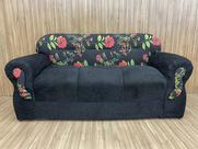 Sofá 3 Lugares Preto/Floral 601/17 Viena