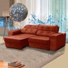 Sofá 3 Lugares Reclinável Impermeabilizado Ravello 220 Cm Retrátil Veludo Terracota - SóSofá