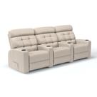 Sofá 3 Lugares Reclinável Manual Linha Cinema em Tecido Linho Sala de estar