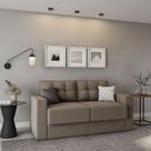 Sofá 3 Lugares Retrátil Dresden Suede Bege 180 cm