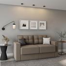 Sofá 3 Lugares Retrátil Dresden Suede Bege 180 cm