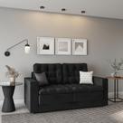 Sofá 3 Lugares Retrátil Dresden Suede Preto