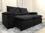 Sofá 3 Lugares Retrátil e Reclinável 2,00 metros Alpoim Estofados Preto 204 Athenas