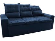 Sofá 3 Lugares Retrátil e Reclinável 2,00m Cama inBox Smal com bordado pantográfico Suede Azul