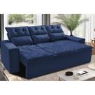 Sofá 3 Lugares Retrátil e Reclinável 2,00m Cama inBox Smal com bordado pantográfico Suede Azul Sofá 3 Lugares Retrátil e Reclinável 2,00m Cama inBox Smal com bordado pantográfico Suede Azul