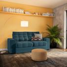 Sofá 3 Lugares Retrátil e Reclinável Angers Suede Azul Turquesa