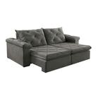 Sofá 3 Lugares Retrátil e Reclinável Astor Veludo Cinza 202 cm