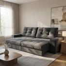 Sofá 3 Lugares Retrátil e Reclinável Biarritz Suede Grafite Sofá 3 Lugares Retrátil e Reclinável Biarritz Suede Grafite