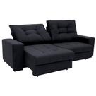 Sofá 3 Lugares Retrátil e Reclinável Biarritz Suede Preto Sofá 3 Lugares Retrátil e Reclinável Biarritz Suede Preto