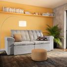 Sofá 3 Lugares Retrátil e Reclinável Bonito Veludo Cinza 250 cm