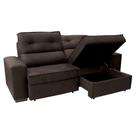 Sofá 3 Lugares Retrátil e Reclinável com Baú Lottus Suede Café
