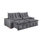 Sofá 3 Lugares Retrátil e Reclinável França Suede Cinza