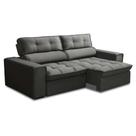 Sofá 3 Lugares Retrátil e Reclinável Nantes Veludo Grafite 200 cm