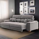 Sofá 3 Lugares Retrátil e Reclinável Nicolas Linho Cinza