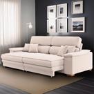 Sofá 3 Lugares Retrátil e Reclinável Nicolas Linho Cru