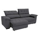 Sofá 3 Lugares Retrátil e Reclinável Piemont Suede Cinza 200 cm