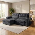 Sofá 3 Lugares Retrátil e Reclinável Piemont Suede Cinza 230 cm