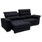 Sofá 3 Lugares Retrátil e Reclinável Piemont Suede Preto 230 cm