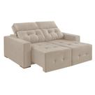 Sofá 3 Lugares Retrátil e Reclinável Roma Suede Bege 180 cm
