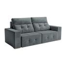 Sofá 3 Lugares Retrátil e Reclinável Roma Suede Cinza 180 cm