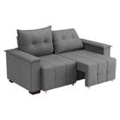 Sofá 3 Lugares Retrátil e Reclinável Slim Suede Cinza