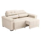 Sofá 3 Lugares Retrátil e Reclinável Smart Suede Bege