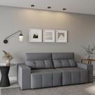 Sofá 3 Lugares Retrátil e Reclinável Trevi Suede Cinza