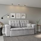 Sofá 3 Lugares Retrátil e Reclinável Valença Veludo Cinza 250 cm