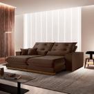 Sofá 3 Lugares Retrátil e Reclinável Veludo 250cm X 105cm Suíça Marrom Sofá 3 Lugares Retrátil e Reclinável Veludo 250cm X 105cm Suíça Marrom
