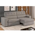 Sofá 3 Lugares Retrátil e Reclinável Veludo Soft 230cm Grécia Bege