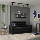 Sofá 3 Lugares Retrátil Hamburgo Suede Preto