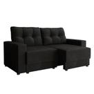 Sofá 3 Lugares Retrátil Lubeck Suede Preto 180 cm