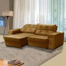 Sofá 3 Lugares Retrátil Ravello 220 Cm Reclinável Mola Bonnel Veludo Dourado - SóSofá