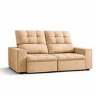 Sofá 3 Lugares Retrátil Reclinável 1,80m Suede Bege firme Conforto Sala Premiere