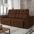 Sofá 3 Lugares Retrátil Reclinável Barcelona Suede Marrom