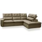 Sofá 3 Lugares Retrátil Reclinável Chaise Direito 258cm Bergen F04 Veludo Amêndoa - Lyam Decor Sofá 3 Lugares Retrátil Reclinável Chaise Direito 258cm Bergen F04 Veludo Amêndoa - Lyam Decor