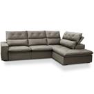 Sofá 3 Lugares Retrátil Reclinável Chaise Direito 258cm Bergen F04 Veludo Marrom Claro - Lyam Decor Sofá 3 Lugares Retrátil Reclinável Chaise Direito 258cm Bergen F04 Veludo Marrom Claro - Lyam Decor
